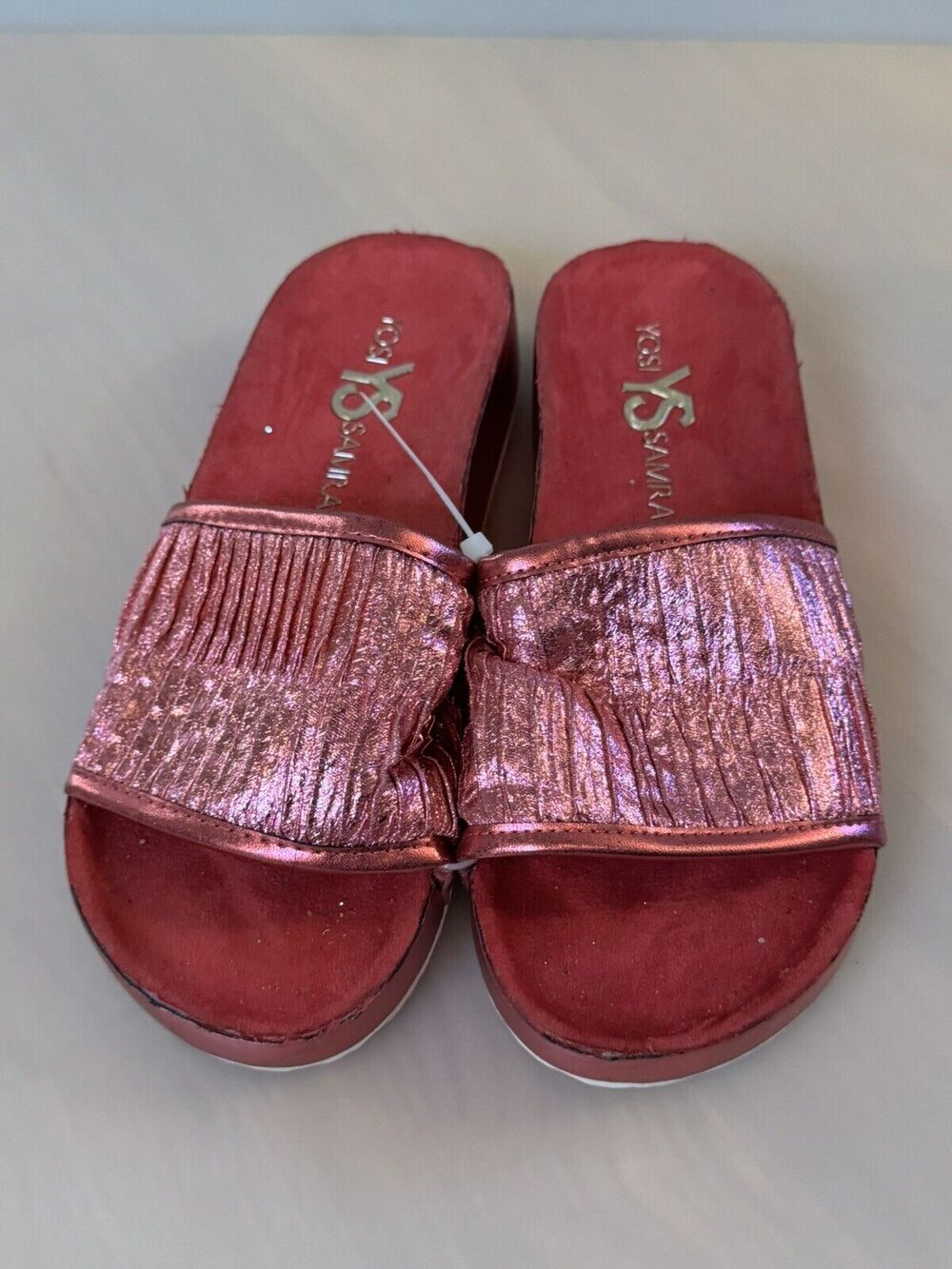 Yosi Samra Miss Ariel Slide in Pink Metallic Size 3